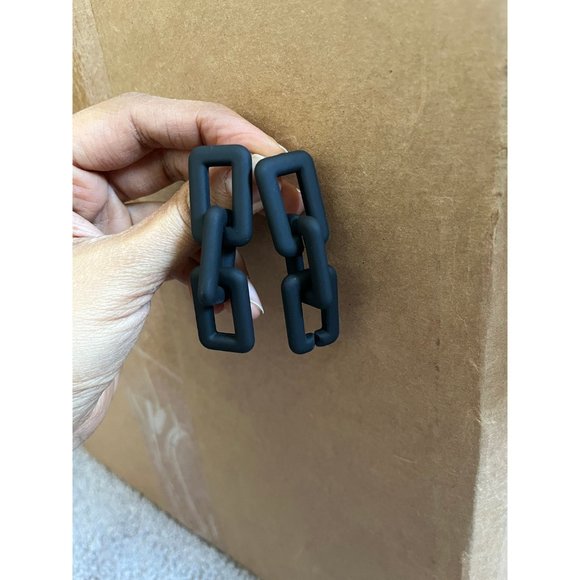 Black Chain earrings acrylic chunky big link curb earrings statement earrings - Picture 5 of 7